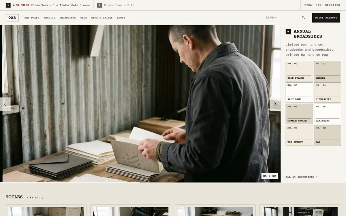 Oar Press — a different business on the same design