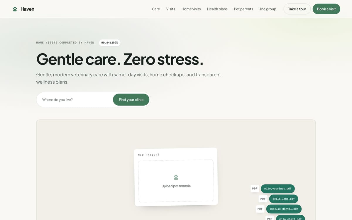 Haven Veterinary Group — a different business on the same design